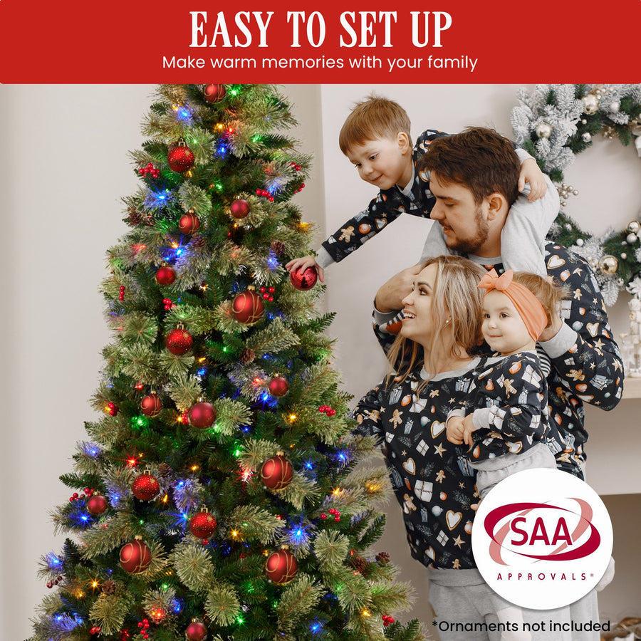 National Tree Company 2.3m Bristle Berry Multicolour Pre-Lit Christmas Tree with 1116 Tips