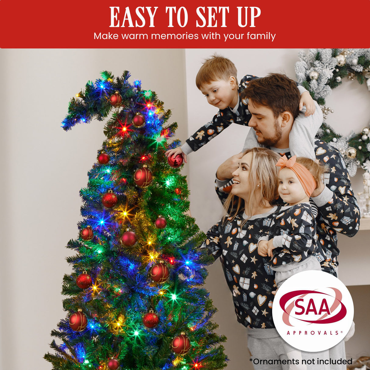 Christabelle Bad Santa Curved Multicolour Pre-Lit Christmas Tree - 1.2m