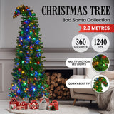 Christabelle Bad Santa Curved Multicolour Pre-Lit Christmas Tree - 2.3m