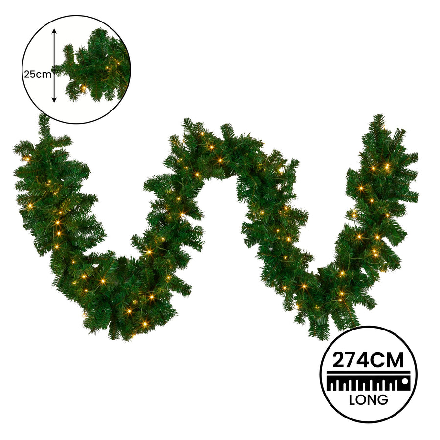 Christabelle Chadwick Green Pre-Lit Christmas Garland - 274cm