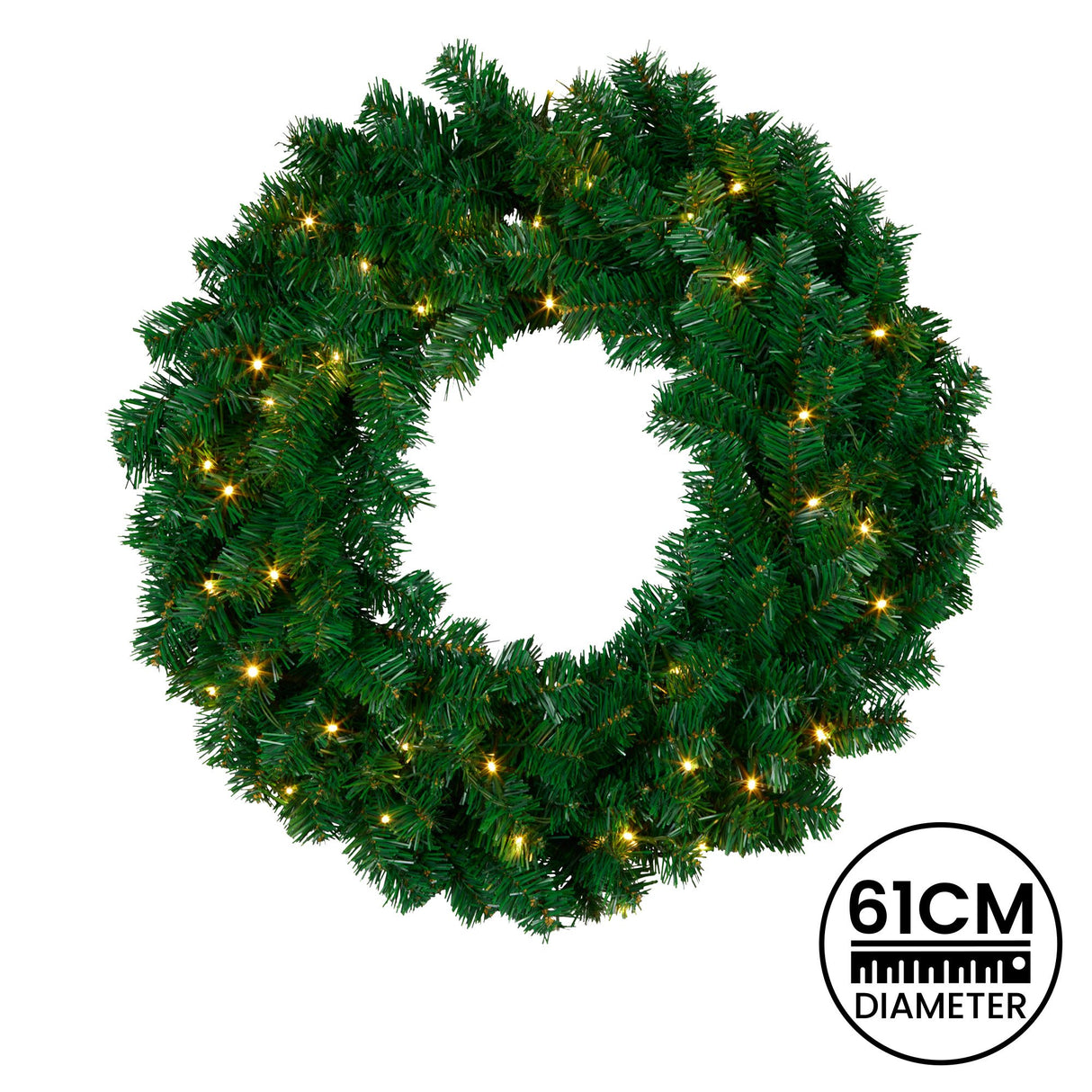 Chadwick Green Pre-Lit Christmas Wreath - 61cm