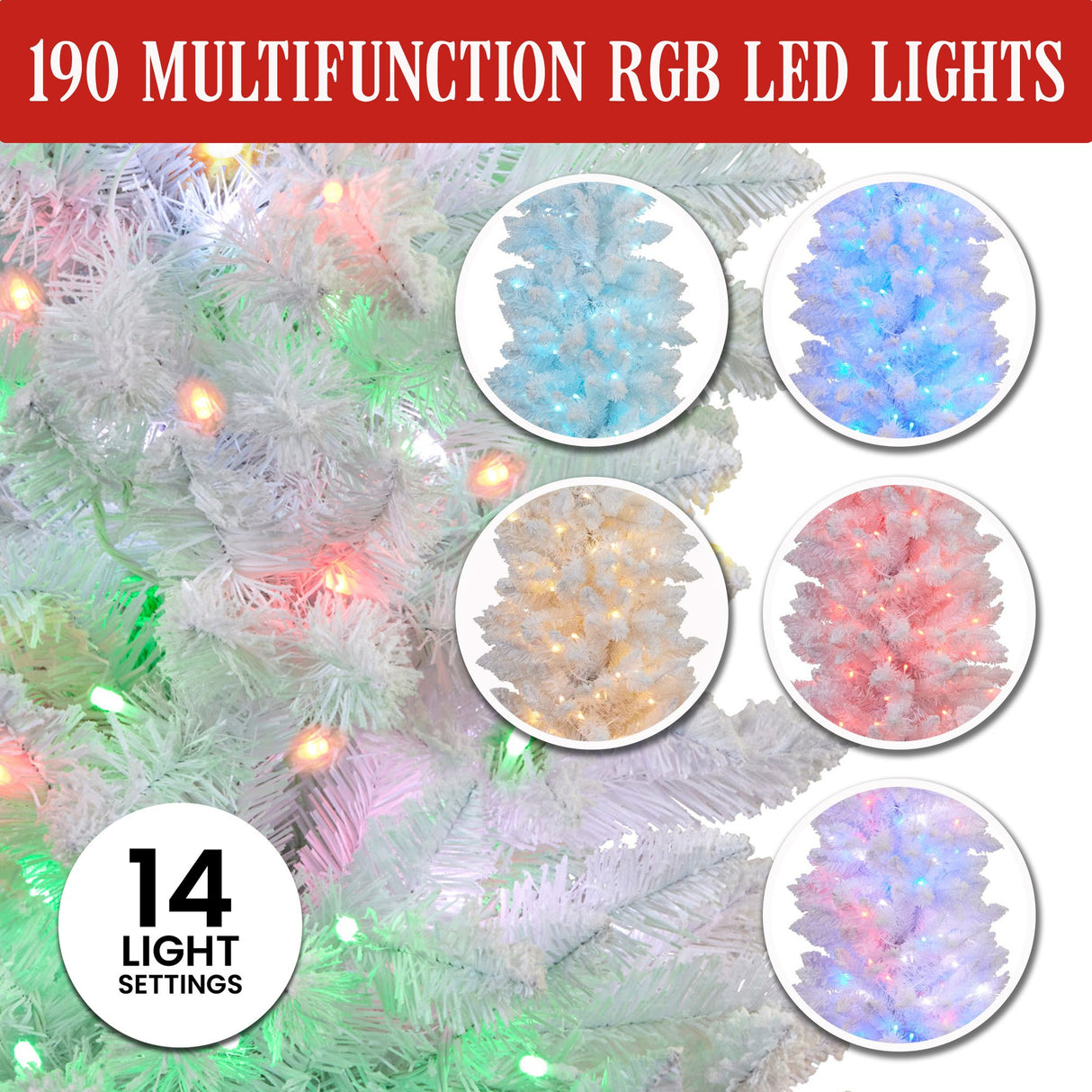 Christabelle Candy Floss White 1.8m Pre-Lit Multicolour Slim Christmas Tree