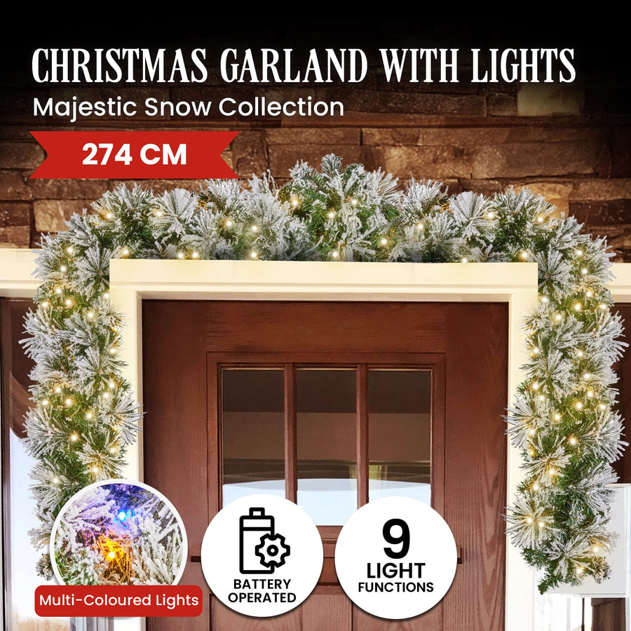 Christabelle Majestic Snow Prelit Christmas Garland - 274cm