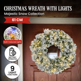 Christabelle Majestic Snow Christmas Wreath - 61cm - Side View