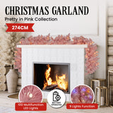 Christabelle Pretty in Pink Christmas Garland - 274cm - Side View