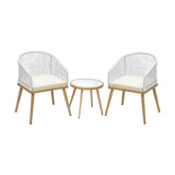 Livsip 3PCS Outdoor Set Table&Chairs with Rope Beige