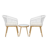 Livsip 3PCS Outdoor Set Table&Chairs with Rope Beige