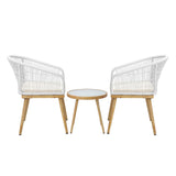 Livsip 3PCS Outdoor Set Table&Chairs with Rope Beige - Close-Up Angle