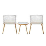 Livsip 3PCS Outdoor Set Table&Chairs with Rope Beige