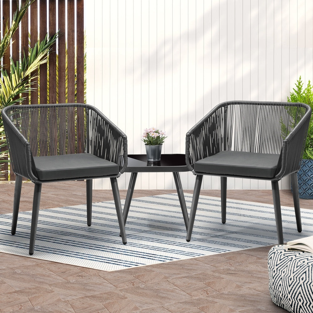 Livsip Outdoor Furniture Set Chairs&Side Table 3PCS