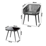 Livsip Outdoor Furniture Set Chairs&Side Table 3PCS