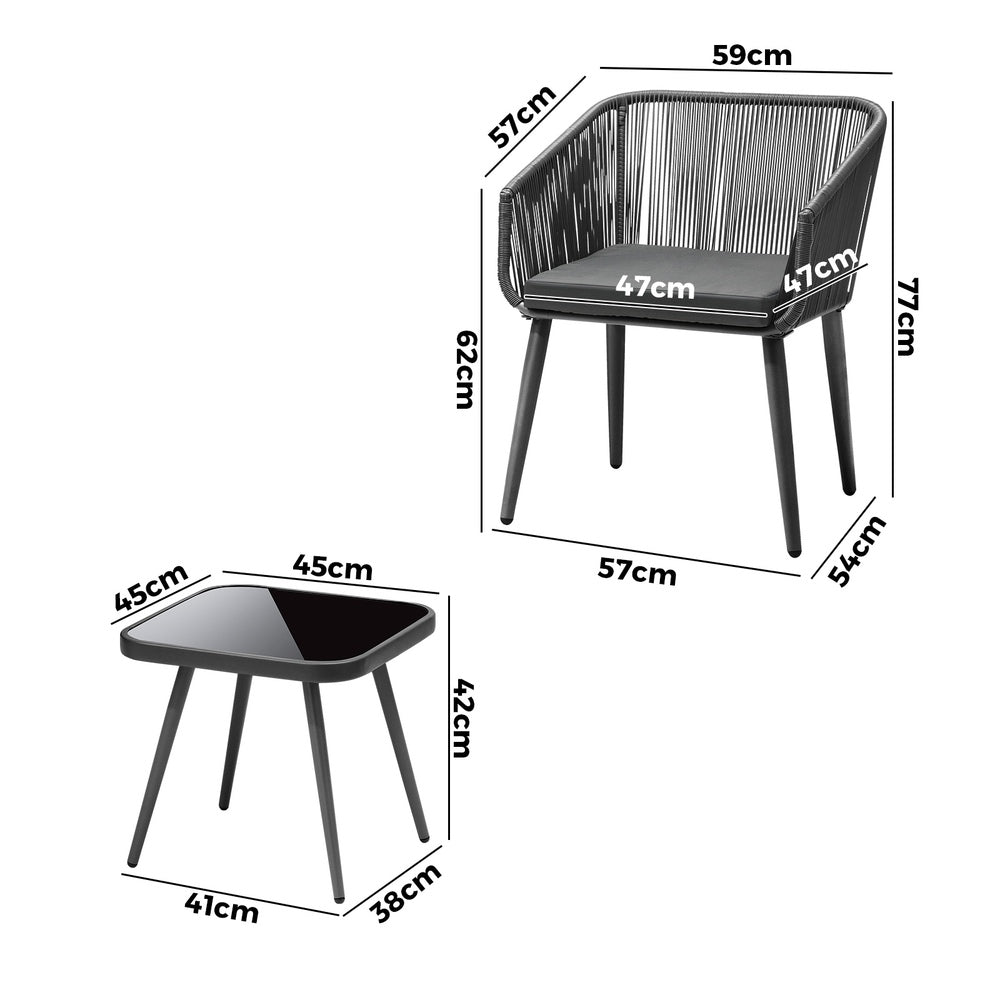 Livsip Outdoor Furniture Set Chairs&Side Table 3PCS
