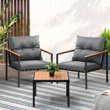 Livsip 3PCS Outdoor Set Armchairs&Table with Cushions - Side View