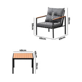 Livsip 3PCS Outdoor Set Armchairs&Table with Cushions - Close-Up Angle