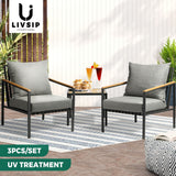 Livsip Outdoor Set Chairs&Table Patio Furniture 3PCS - 45-Degree Angle