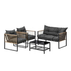 Livsip 4 PCS Outdoor Furniture Set Lounge Sofa Table Chairs