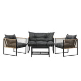 Livsip 4 PCS Outdoor Furniture Set Lounge Sofa Table Chairs