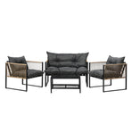 Livsip 4 PCS Outdoor Furniture Set Lounge Sofa Table Chairs