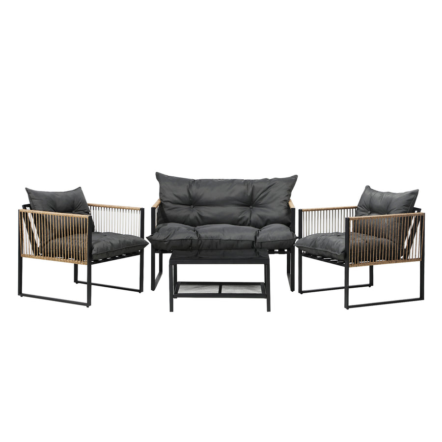 Livsip 4 PCS Outdoor Furniture Set Lounge Sofa Table Chairs