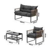 Livsip 4 PCS Outdoor Furniture Set Lounge Sofa Table Chairs - Side View