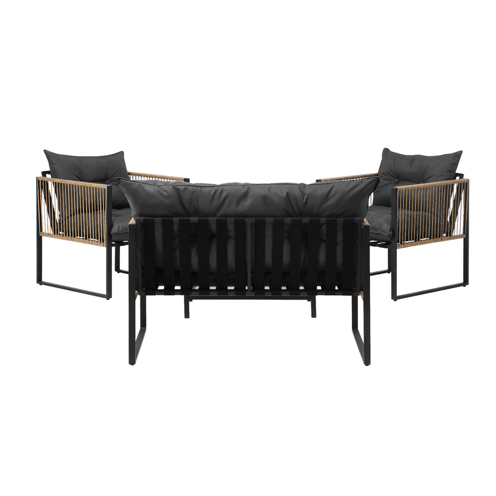 Livsip 4 PCS Outdoor Furniture Set Lounge Sofa Table Chairs