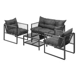 Livsip 4 Piece Outdoor Furniture Setting Grey - Close-Up Angle