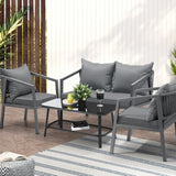 Livsip 4PCS Outdoor Furniture Set Sofa Table Chairs Set Grey - Rear View