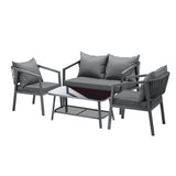 Livsip 4PCS Outdoor Furniture Set Sofa Table Chairs Set Grey