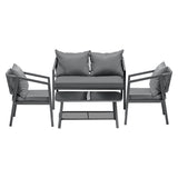Livsip 4PCS Outdoor Furniture Set Sofa Table Chairs Set Grey - Front View