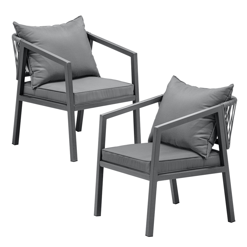 Livsip 2X Outdoor Chairs Steel Frame Padded Seat