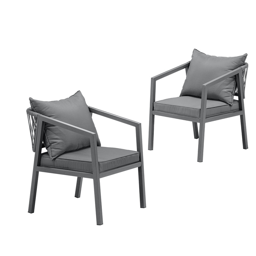 Livsip 2X Outdoor Chairs Steel Frame Padded Seat