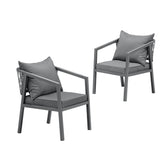 Livsip 2X Outdoor Chairs Steel Frame Padded Seat - Front View