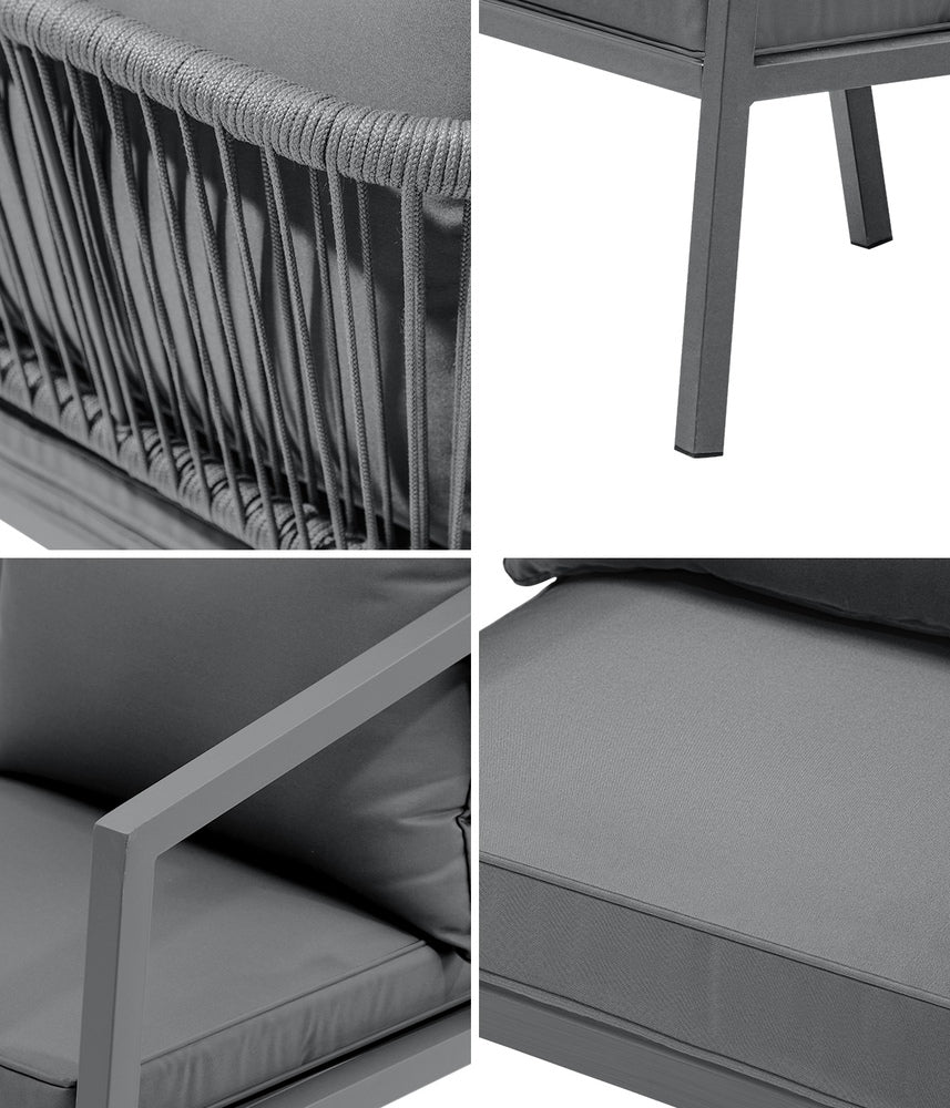 Livsip 2X Outdoor Chairs Steel Frame Padded Seat