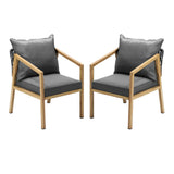 Livsip 2X Outdoor Armchairs with Padded Seat and Back Cushions