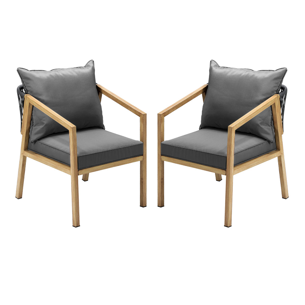 Livsip 2X Outdoor Armchairs with Padded Seat and Back Cushions