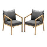 Livsip 2X Outdoor Armchairs with Padded Seat and Back Cushions