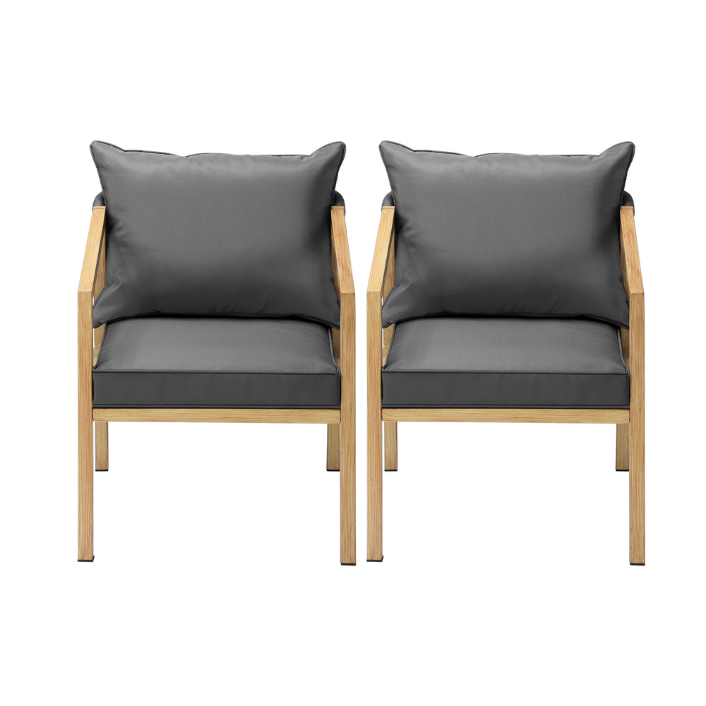 Livsip 2X Outdoor Armchairs with Padded Seat and Back Cushions