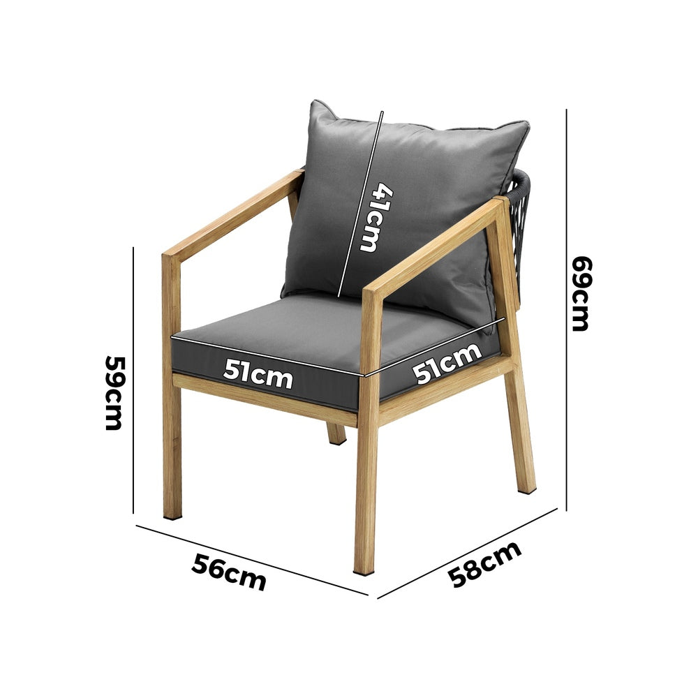 Livsip 2X Outdoor Armchairs with Padded Seat and Back Cushions