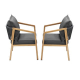 Livsip 2X Outdoor Armchairs with Padded Seat and Back Cushions