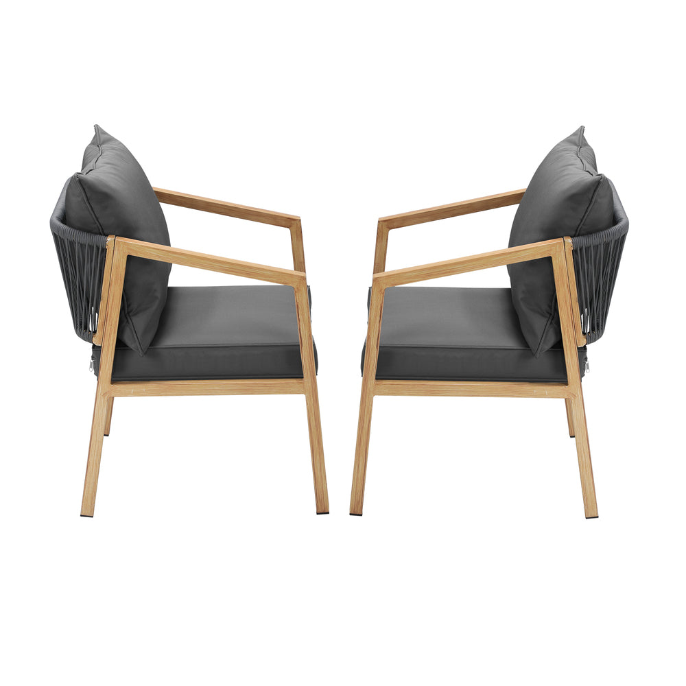 Livsip 2X Outdoor Armchairs with Padded Seat and Back Cushions