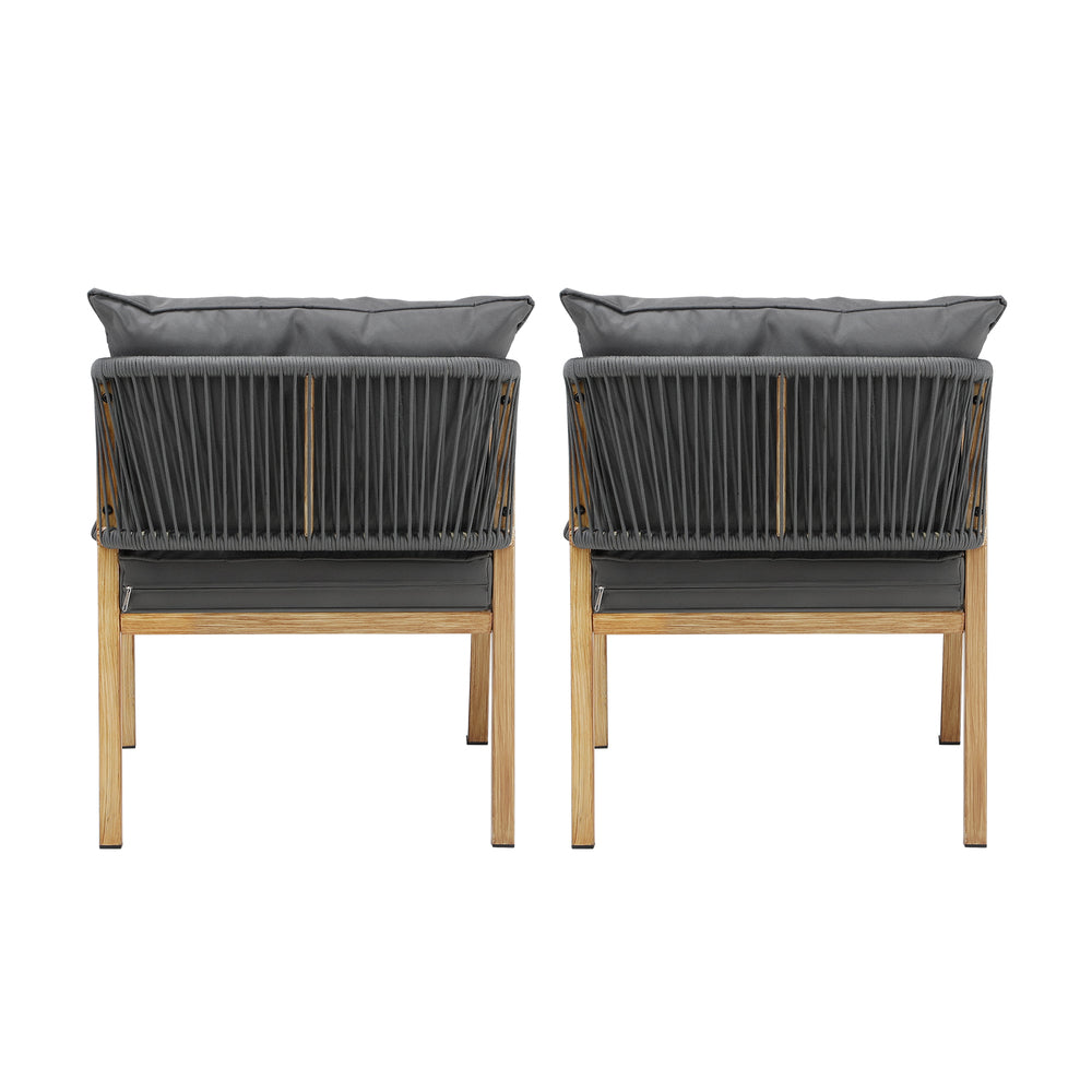 Livsip 2X Outdoor Armchairs with Padded Seat and Back Cushions