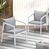 Livsip 2PCS Outdoor Furniture Chairs Steel Frame White - Close-Up Angle
