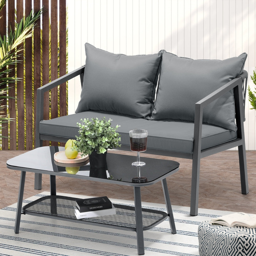 Livsip 2PCS Outdoor Furniture Set Sofa Chairs&Table