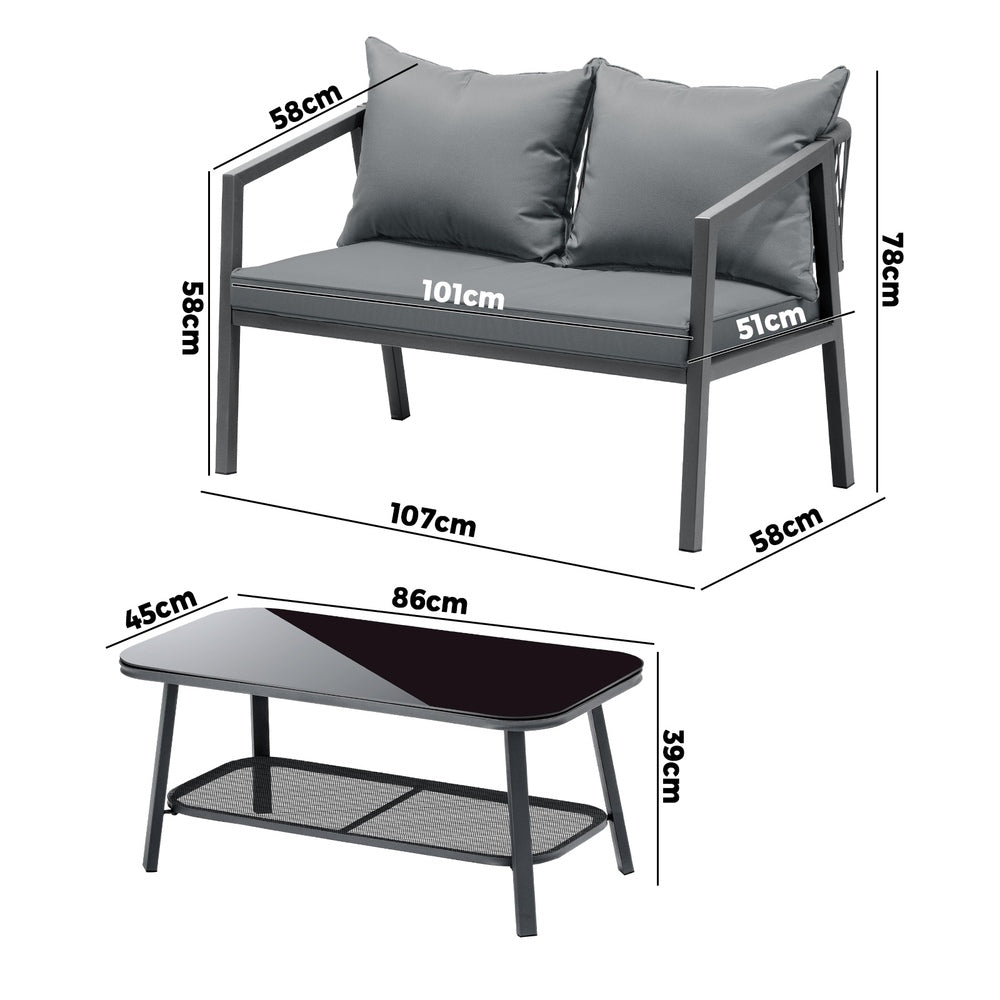 Livsip 2PCS Outdoor Furniture Set Sofa Chairs&Table