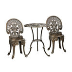 Livsip Outdoor Set 3pcs Chair Table Cast Aluminium Bronze