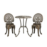 Livsip Outdoor Set 3pcs Chair Table Cast Aluminium Bronze
