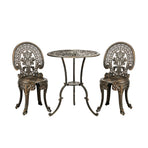 Livsip Outdoor Set 3pcs Chair Table Cast Aluminium Bronze, image 5