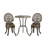 Livsip Outdoor Set 3pcs Chair Table Cast Aluminium Bronze - 45-Degree Angle