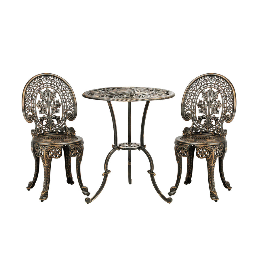 Livsip Outdoor Set 3pcs Chair Table Cast Aluminium Bronze, image 5