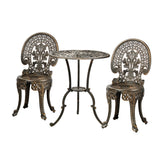 Livsip Outdoor Set 3pcs Chair Table Cast Aluminium Bronze - Side View